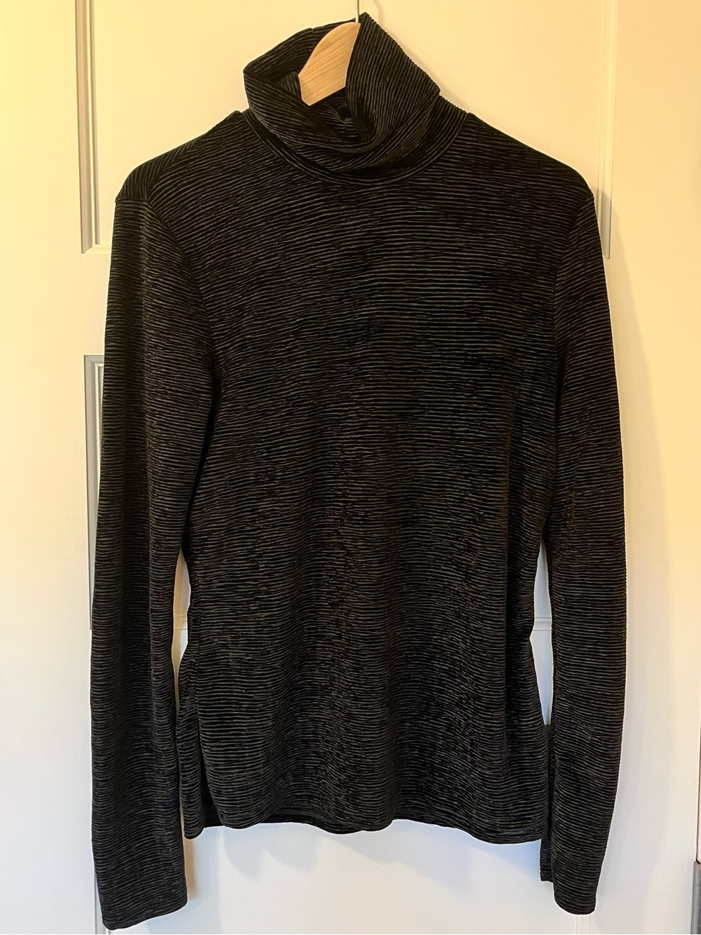 Open Edit • Nordstrom • Stretch Velvet Textured Turtleneck • Black • Size L